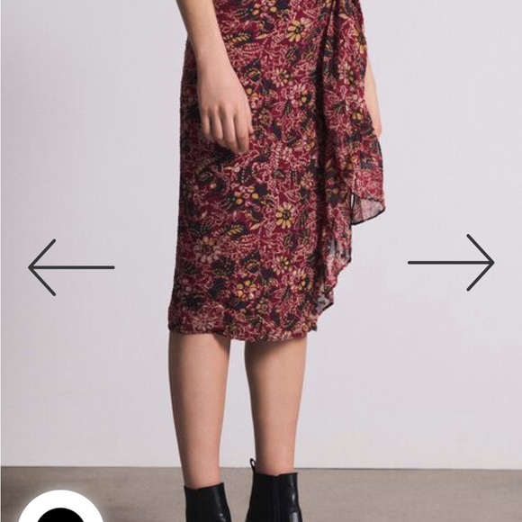 ba&sh Dresses & Skirts - BA&SH Jupe Galia midi skirt Large draped batik floral print Ruffle Career New O8